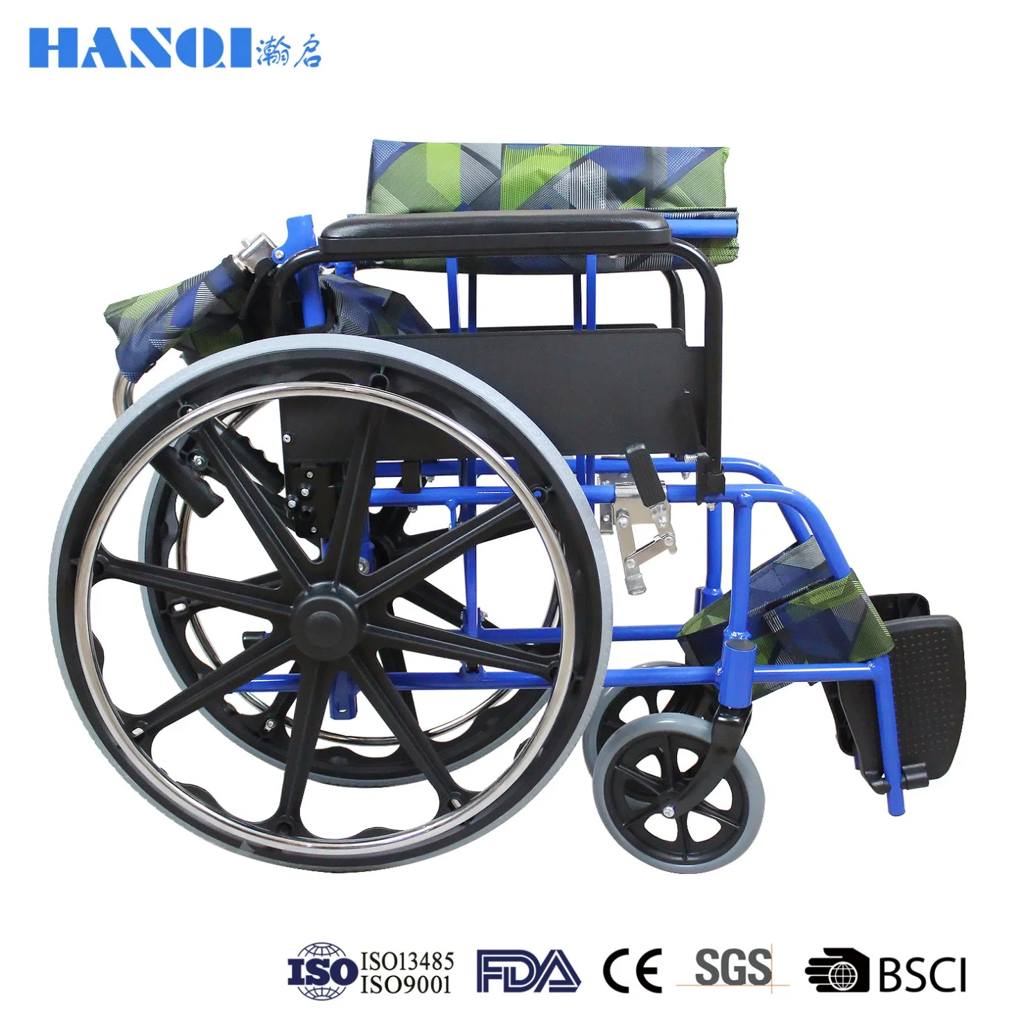 Hanqi Folding Basic Manual Steel Economy Wheel Chair for Elderly