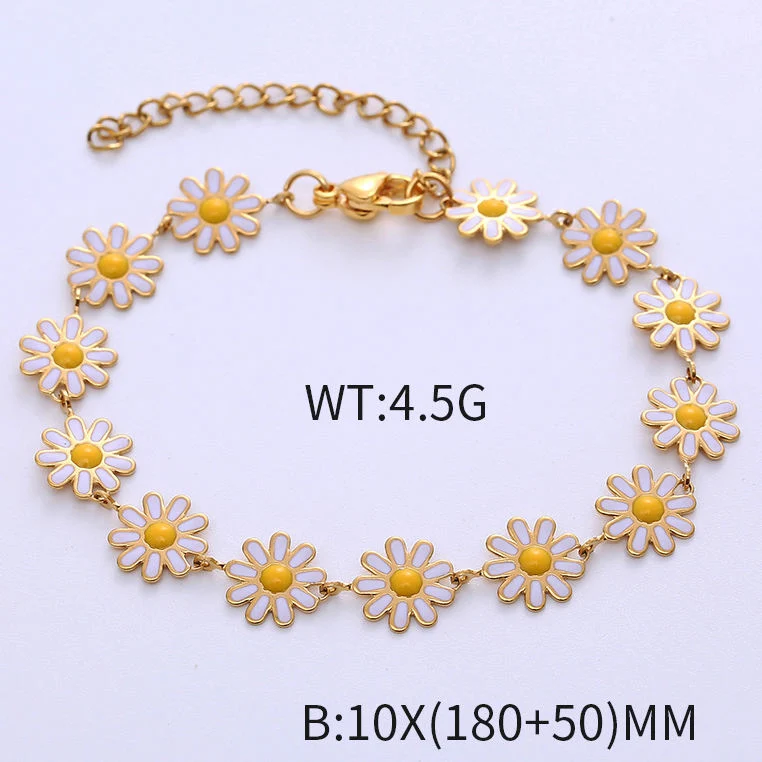 Fashion Geometry Daisy Bracelet Stainless Steel Adjustable Women's Bracelet