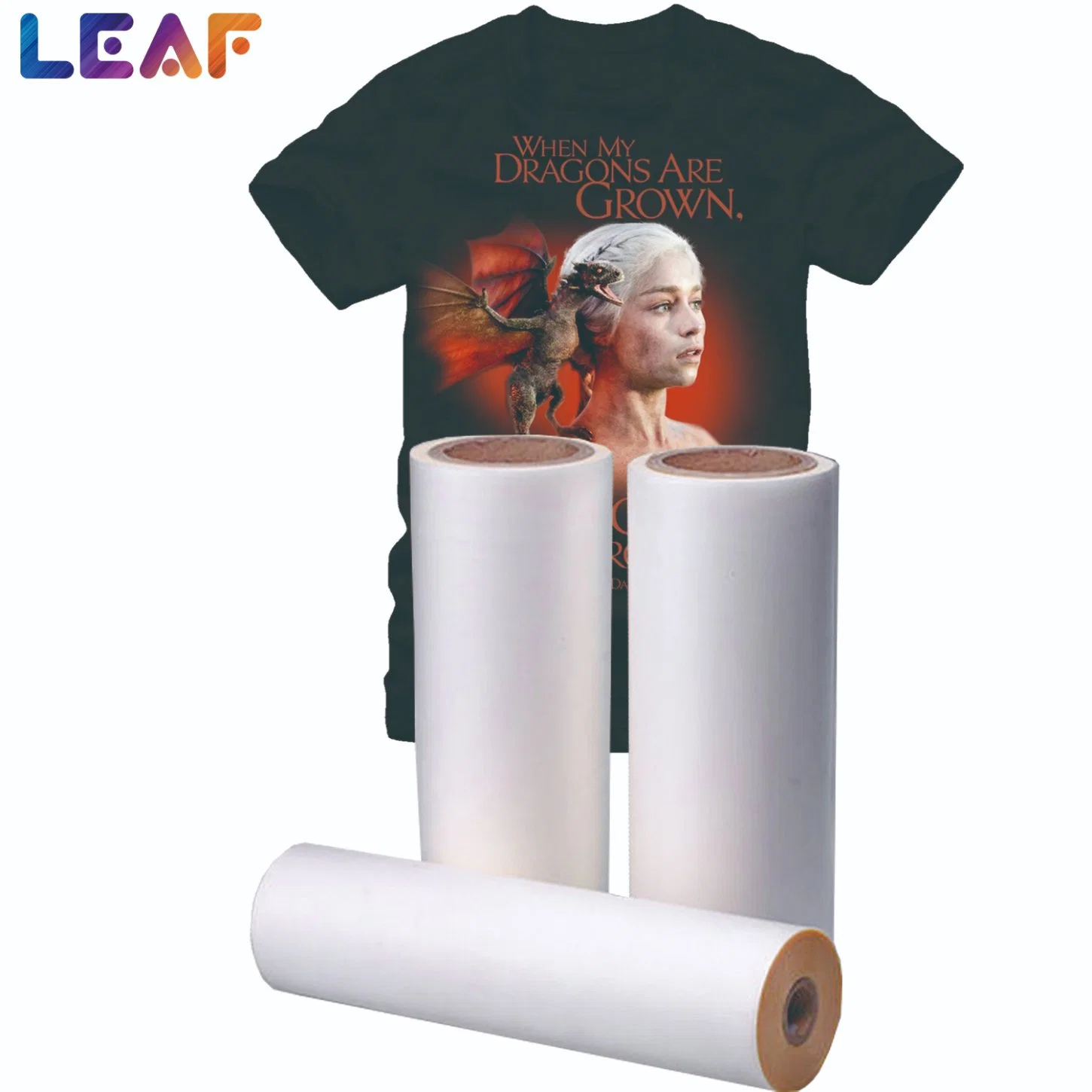 LEAF hot peel double côté Dtf de transfert de chaleur de l'impression film 60cm 30 cm 33 cm A3 du rouleau de film PET pour T shirt imprimante