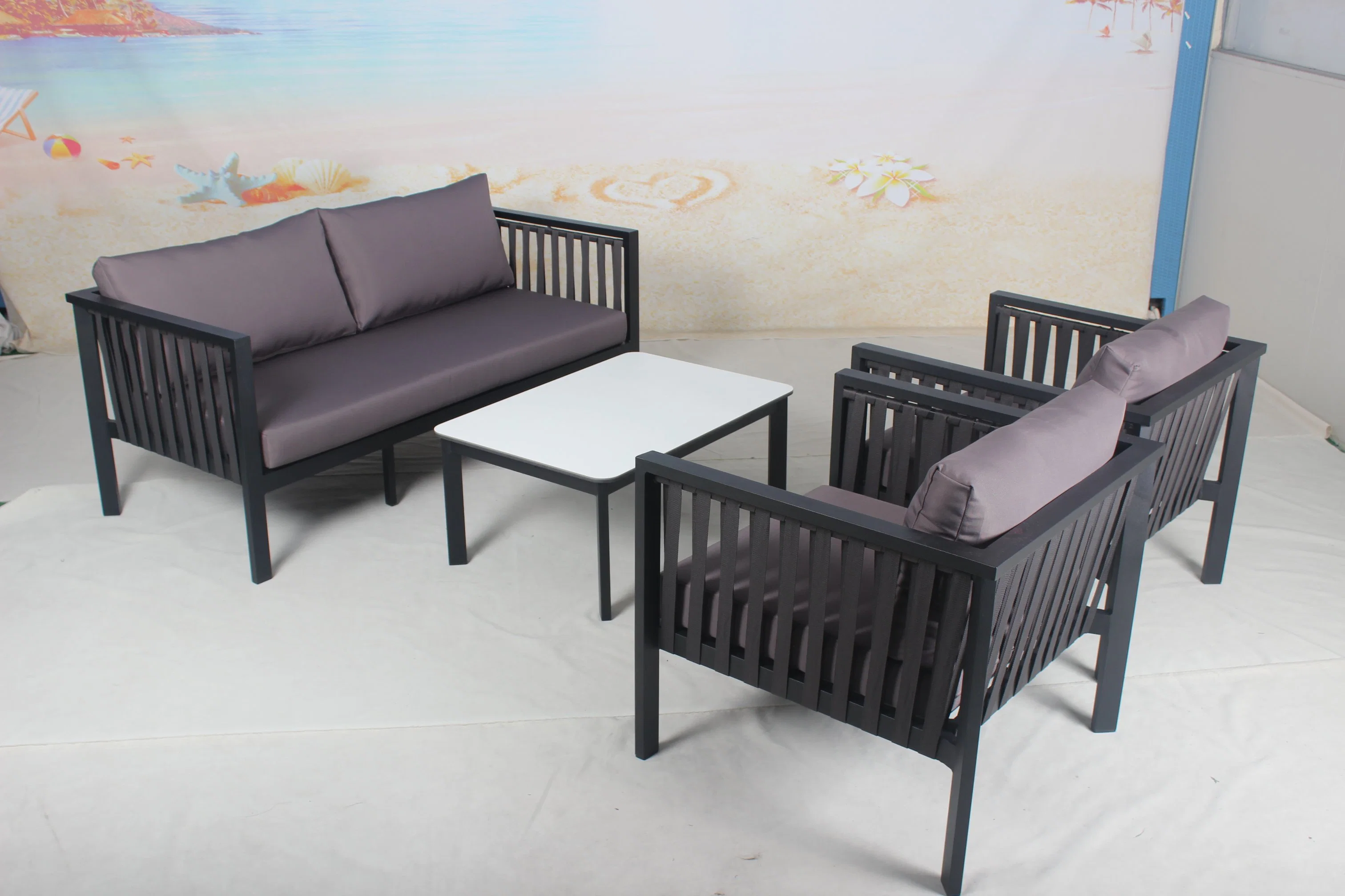 Sample Customization China Leisure 4 Pieces Aluminum Outdoor Resort Garden Furniture Sofa Set