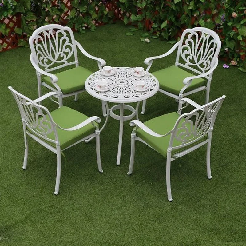 Garden Set Cast Aluminum Outdoor Furniture Patio Dining Chair Set BBQ Table Fire Pit Ceramic BBQ Set for Backyard