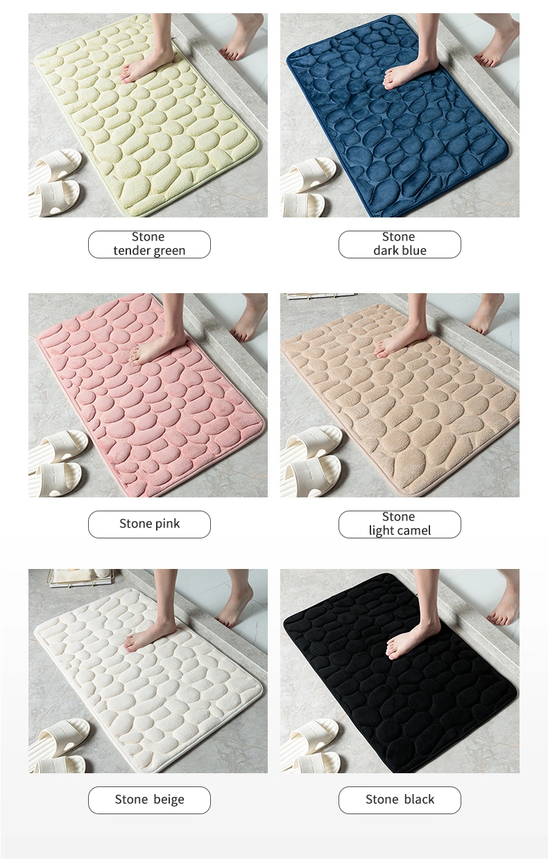 Cobblestone Embossed Bathroom Bath Mat Non-Slip Carpets in Bathtub Side Floor Rugs