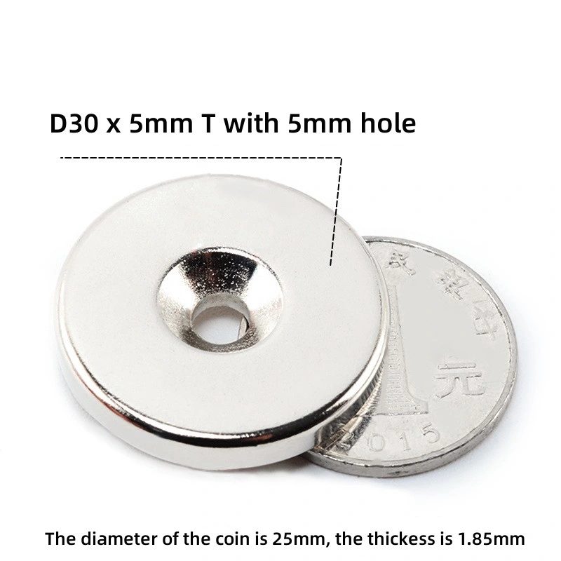 Disque permanent de haute qualité forte aimant en néodyme D25x5mm avec 5mm trou fraisé