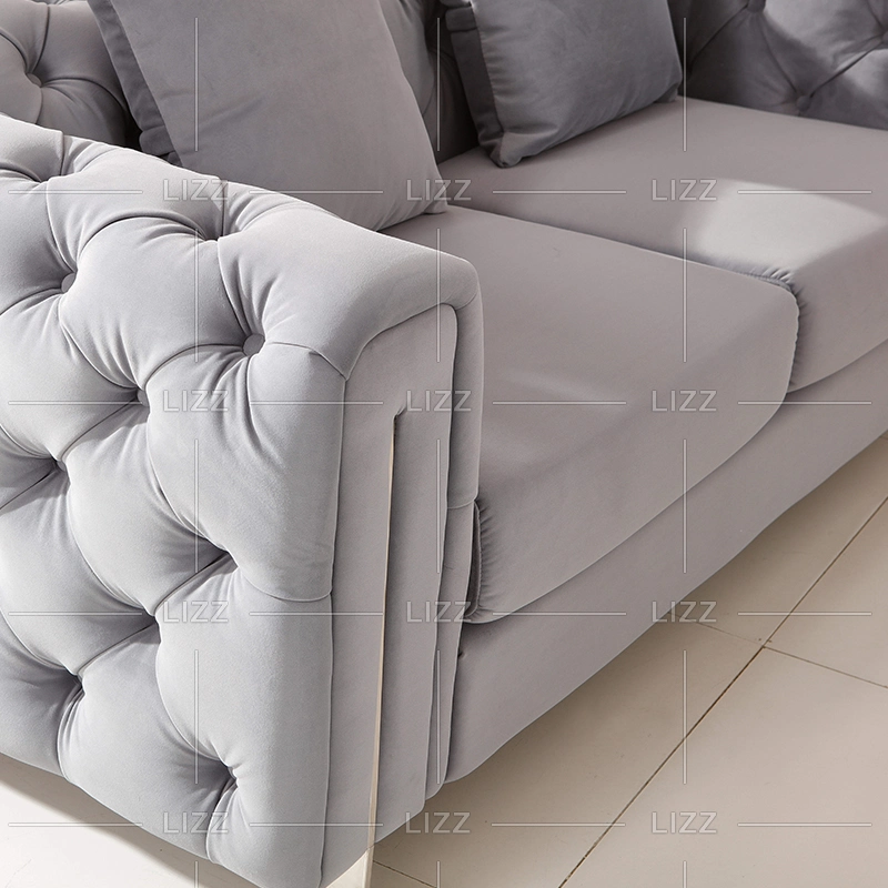 Dubai Sofa Furniture Luxury Modern Chesterfield Living Room Velvet Fabric Sofa