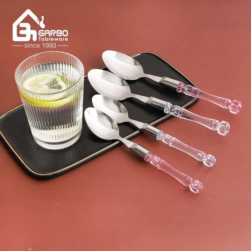 410 Stainless Steel Dinner Spoon Hot Selling Cutlery with PS Plastic Handles S/S Dinner Spoon Silver Flatware