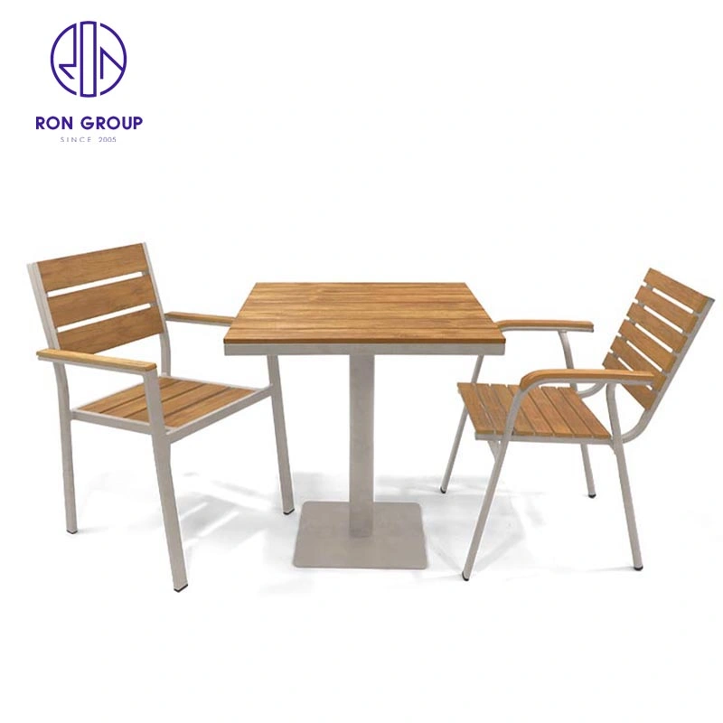 10% Rabatt Beliebte Outdoor Restaurant Tisch Aluminium Rahmen mit Kunststoff Wood Square Esstisch