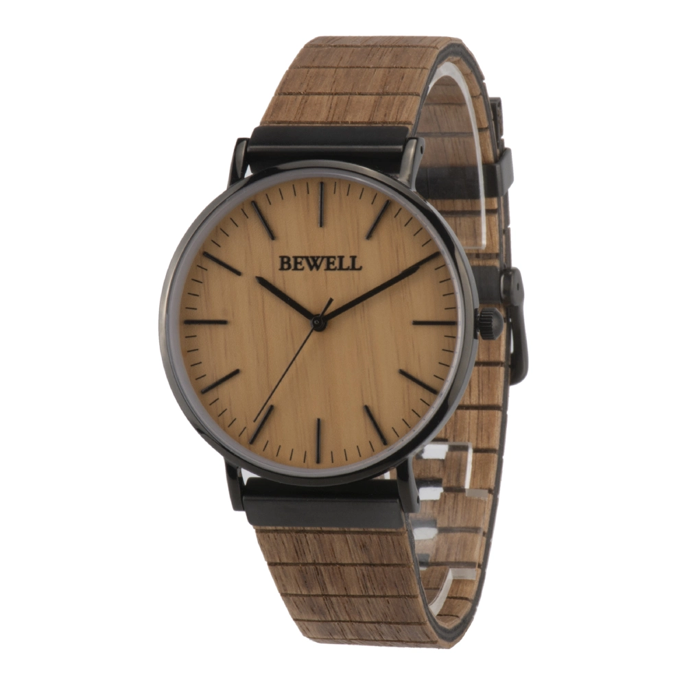 Stainless Steel Men Wood Watch Luxurious Chronograph Wrist Watch