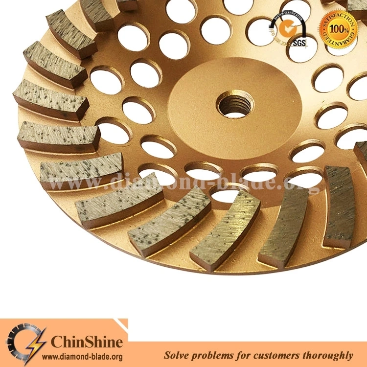 China Diamond Spiral Segments Turbo Cup Wheel for Concrete Floor Polishing