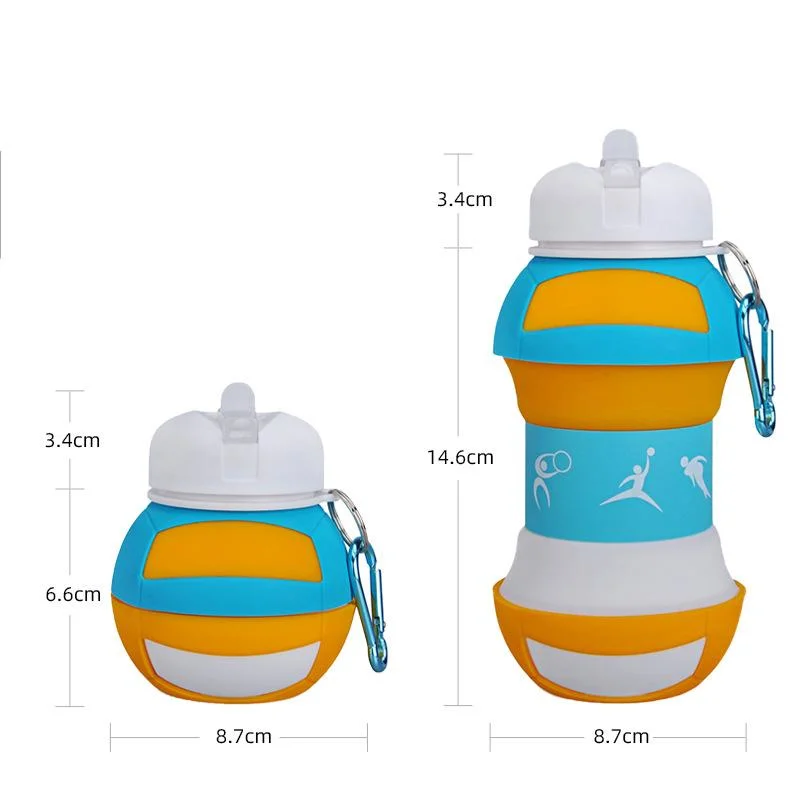 Bouteille de sport pliable en silicone portable, créative, étanche et anti-fuite pour une utilisation en extérieur.