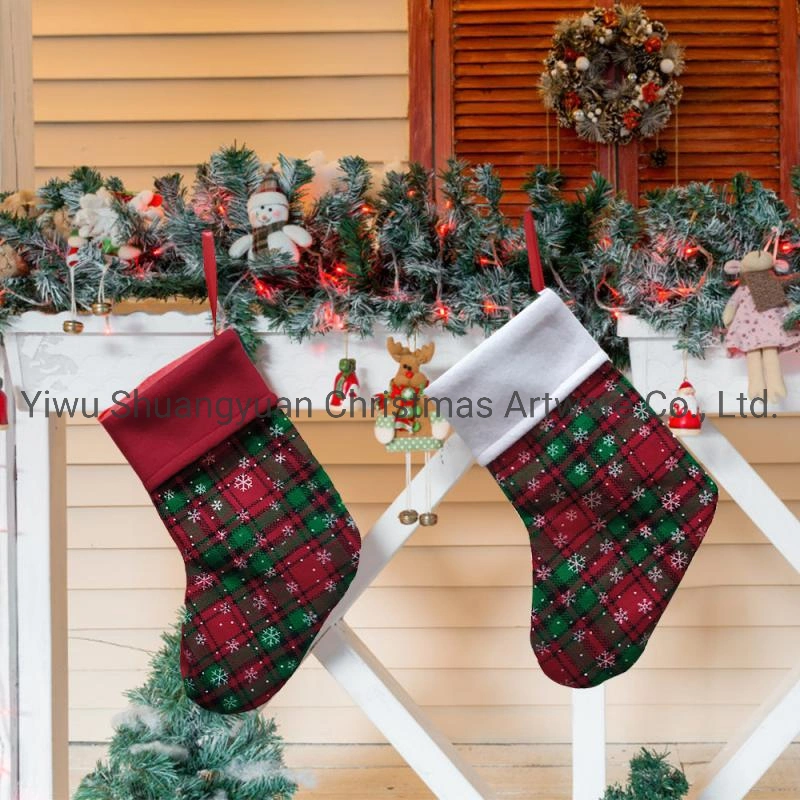 Large Christmas Stockings Santa Elk Fabric Gift Socks Christmas Lovely Stockings for Children Fireplace Tree Christmas Decoration