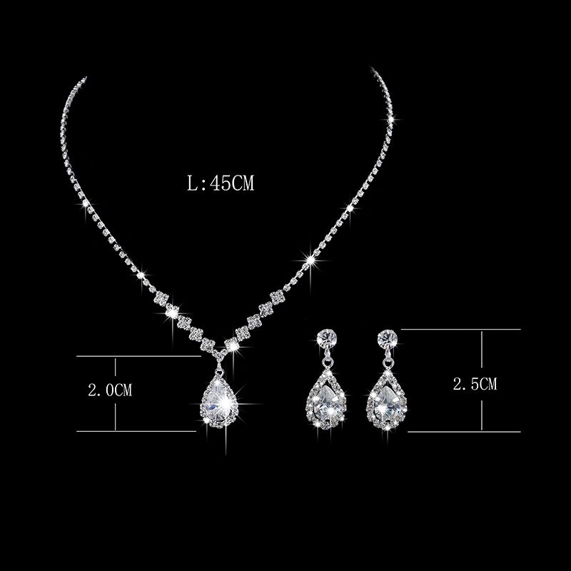 Promotion Gift Wholesale/Supplier 2021 Top Design Women Fashion Jewelry Brilliant Full Diamond Zircon Drop Necklace Earrings Jewelry