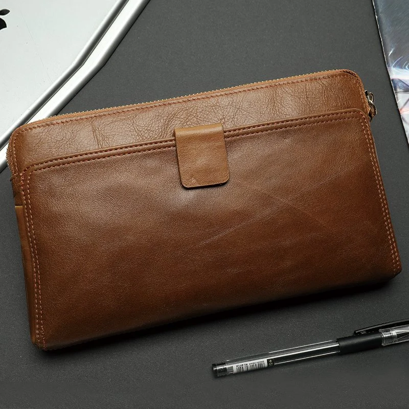 Men's Leather Business Clutch Bag Wallet Cardholder Phone Zipper Purse