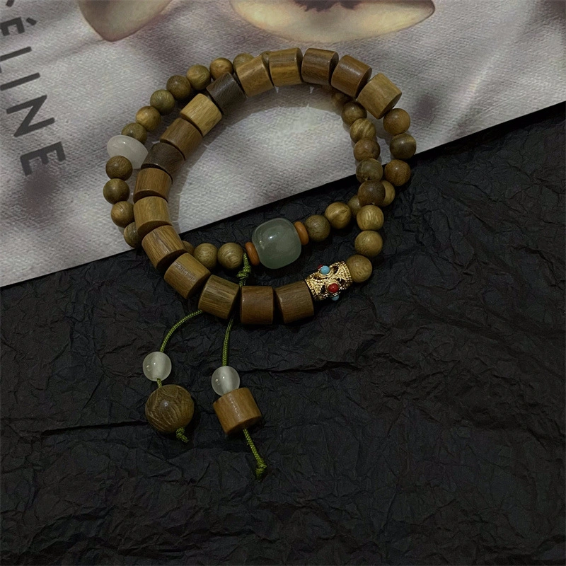 Vintage Natural Sandalwood Bodhi Handstring New Chinese Lotus Buddha Bead Handjewelry