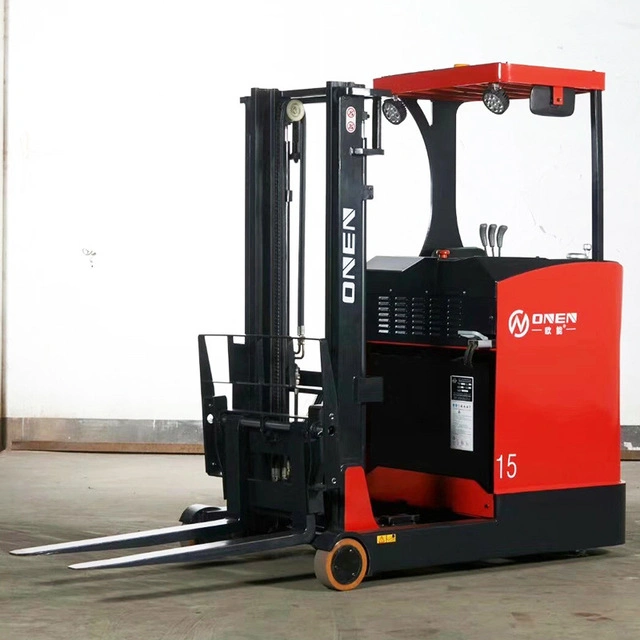 1.5 Ton 2000 Kg Lifting Height 2 Meters up to 6 M Sitting Driving Full Electric Reach Stacker Forklift