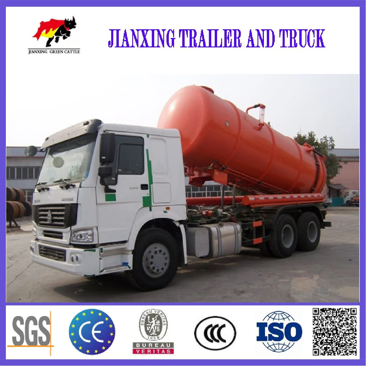 8000 Liters High Pressure Vacuum Sewer Suction Truck