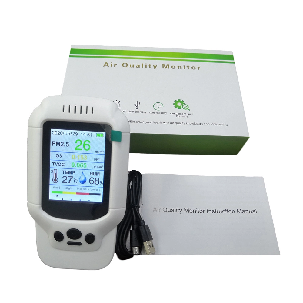 Multi-Function Air Quality Monitor, Measrue Pm1.0/Pm2.5/Pm10/Tvoc/O3/Temperature/Humidity/Aqi Dm502-O3