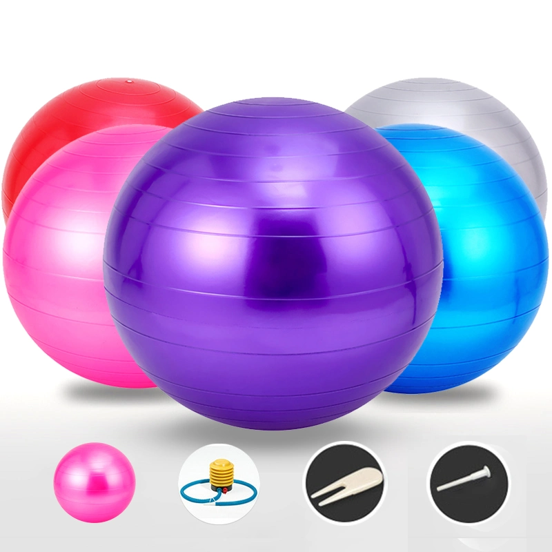 2020 New Fashion Fitness Inflatable Anti Burst Training Colorful PVC Exercise Rainbow Custom Printed Exercise Gym Yoga Ball