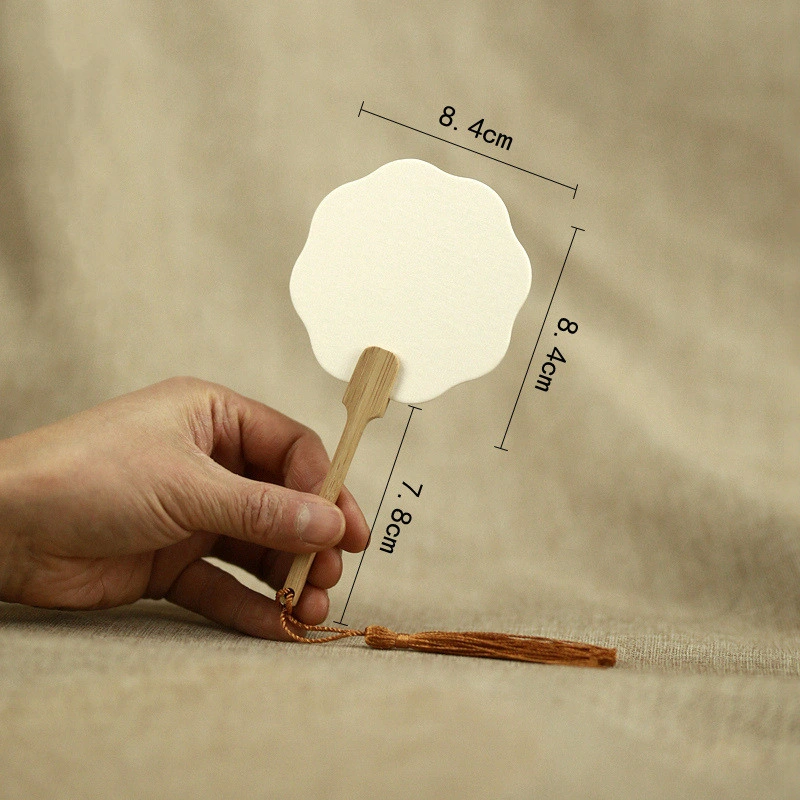 Mini Paddle Fan Reispapier Handbemalt Kleiner Runder Ventilator