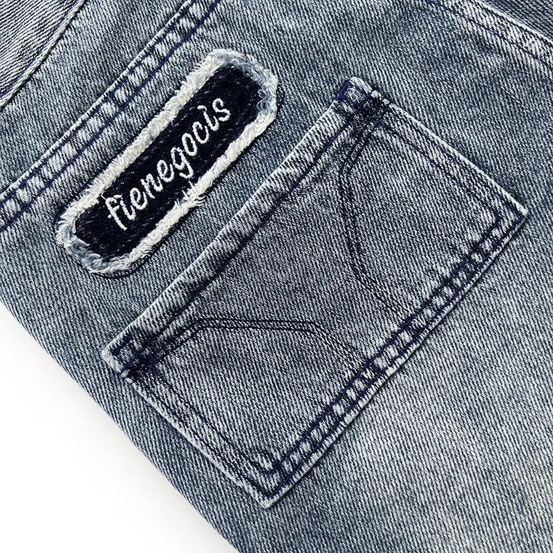 Taille personnalisée du logo Short d'été Pantalon en Jean à taille haute détruite