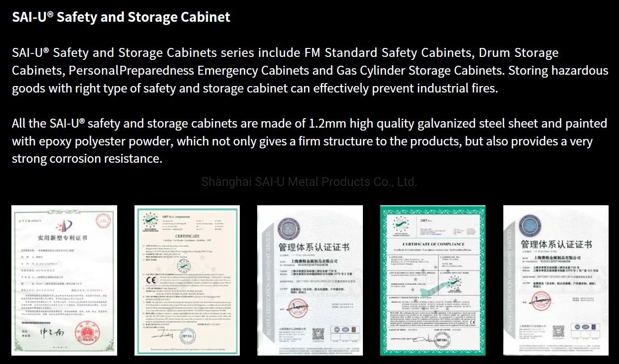 Sai-U Armoire de stockage de produits chimiques du gaz des marchandises dangereuses armoire de sécurité ignifugé gc002y