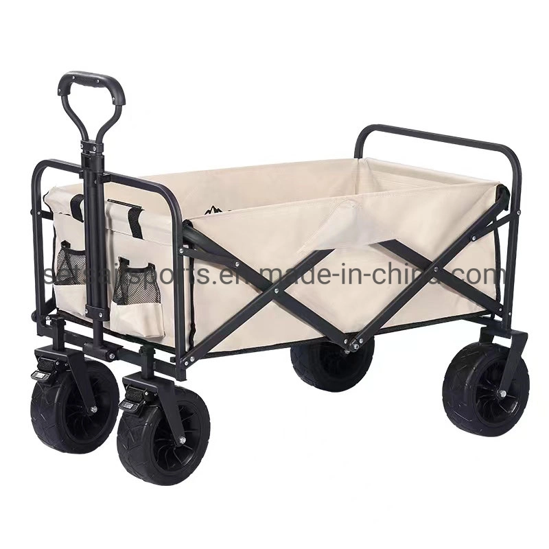 Collapsible Outdoor Utility Wagon with Folding Table Custom Logo Collapsible Utility Camping Grocery Canvas Garden Sport Cart