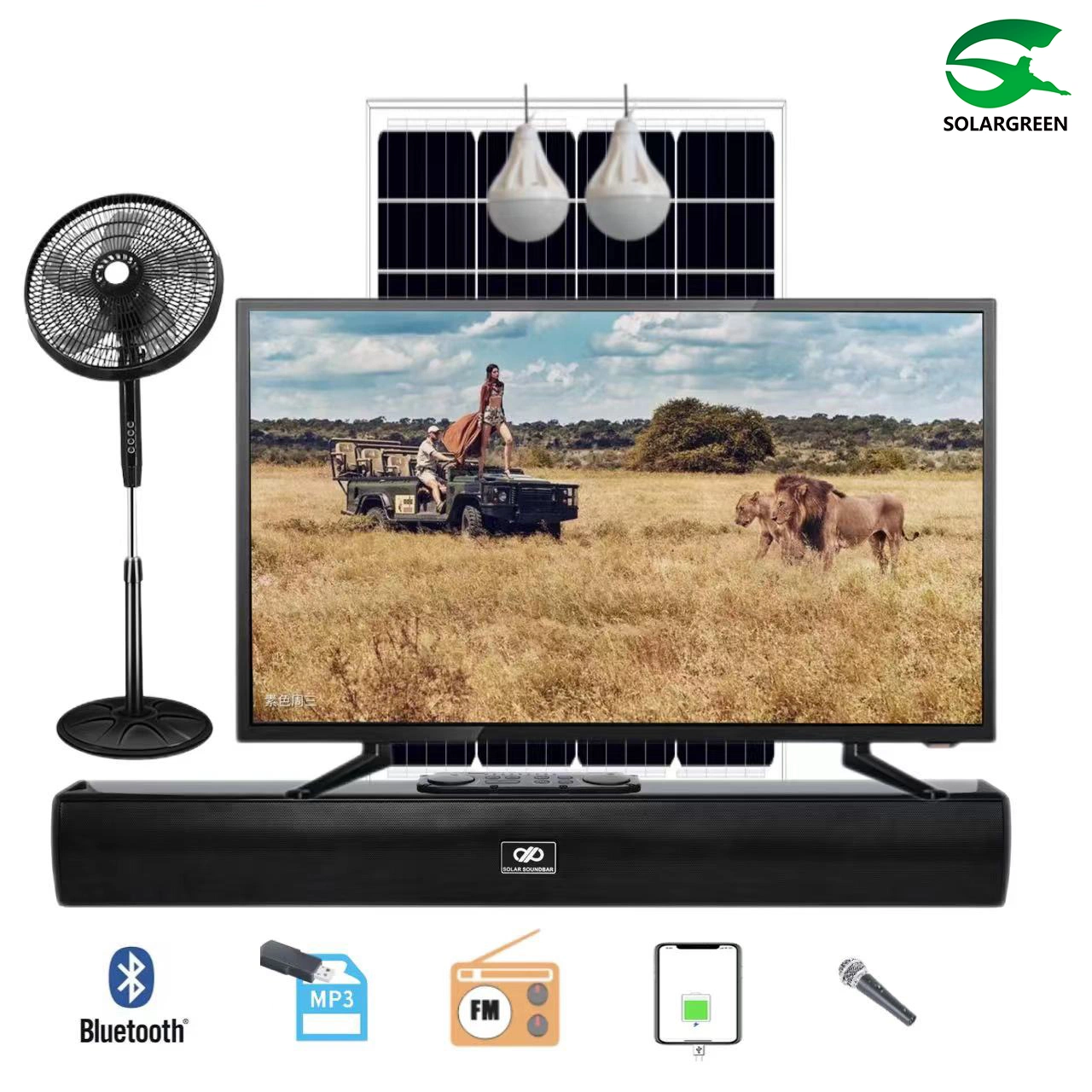 32" LCD-TV 12V AC/DC/Solar-TV mit geringer Stromzufuhr Verbrauch DVB T2 S2 Digital Satellite TV