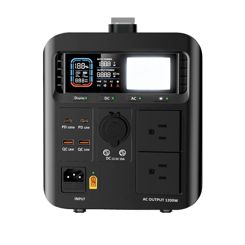 1200W 1008wh LiFePO4 Rechargeable Battery Outdoor Home Portable Power Station with UPS