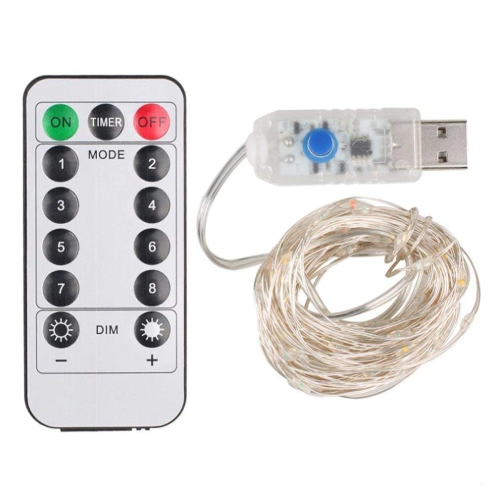 Warmweiße USB 10meter 100 LEDs Mikrokupferdraht mit Remote