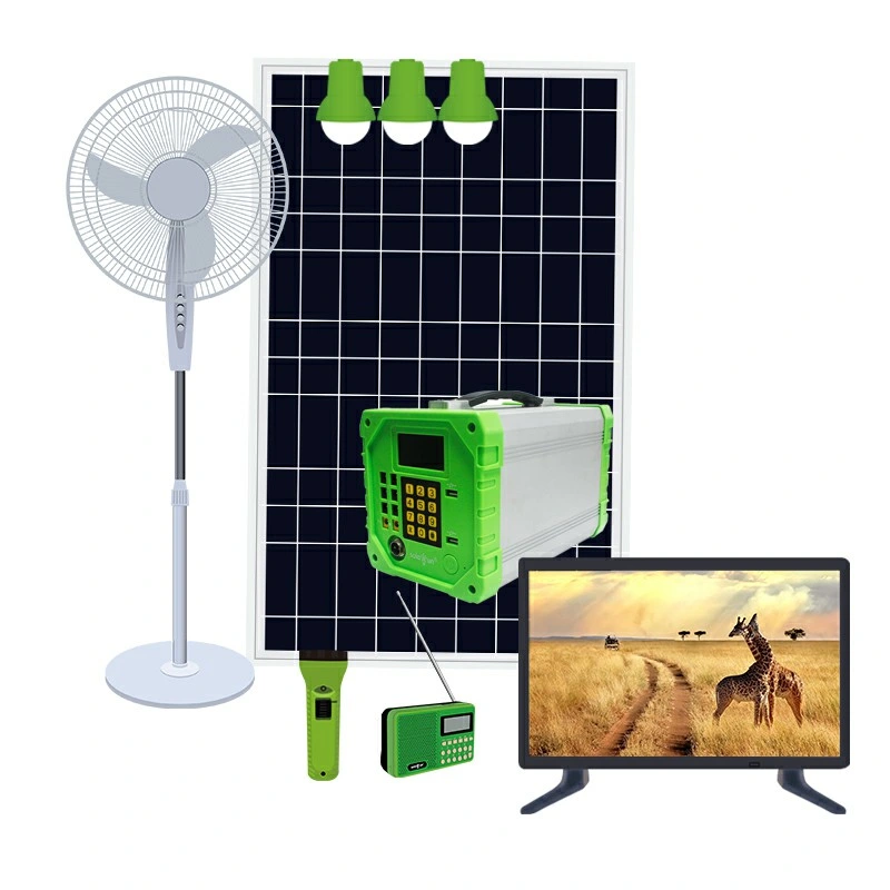 Verasol qualité produits d'éclairage à la maison avec TV 24 pouces /16 Ventilateur de pouces /réfrigérateur de 90 L/ système d'éclairage solaire de 4 pièces