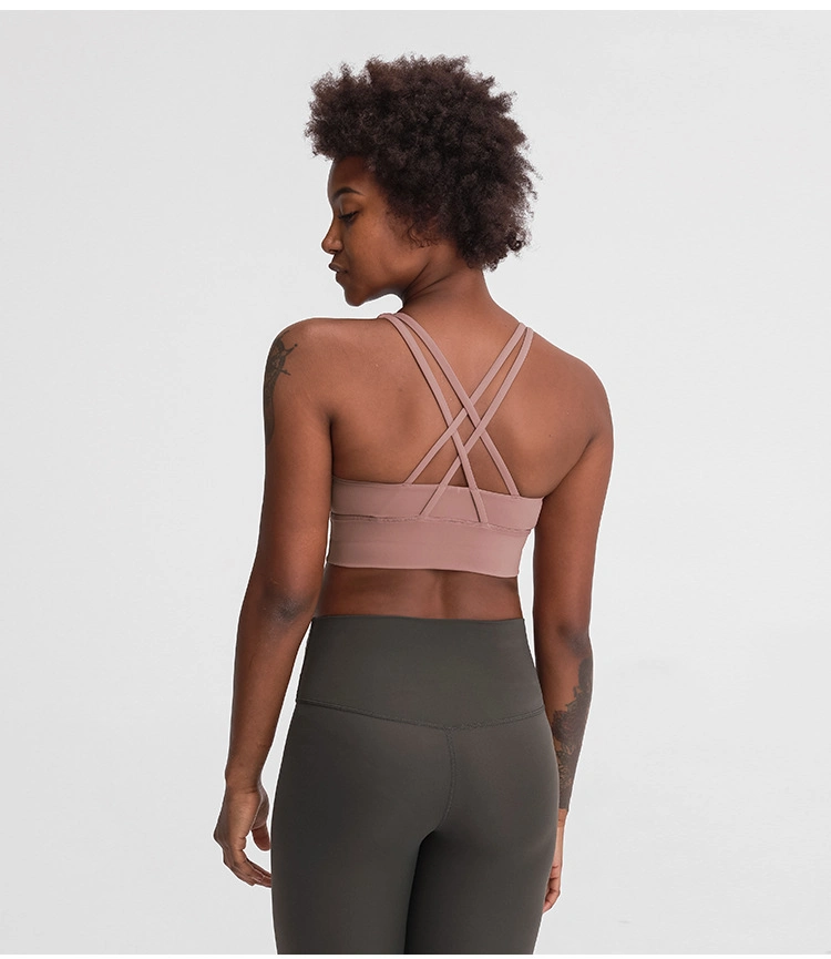 Lu-37 de 2022 La primavera y verano nueva cruz de la belleza de nuevo el Yoga Desnudo High-Strength Pulido Bra Shock-Proof Deportes soporte superior de la ropa interior mujer