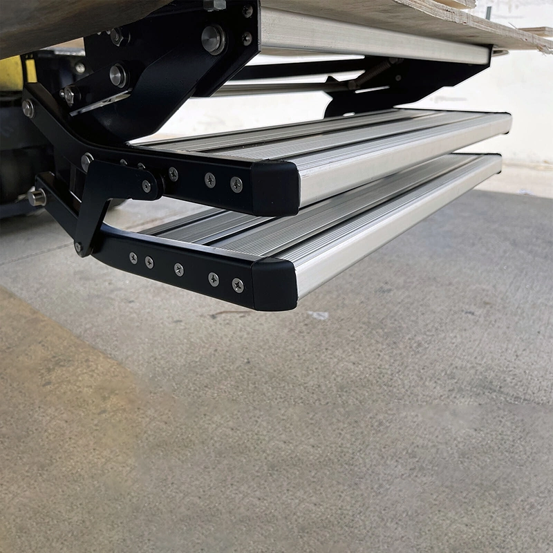 RV Caravan Trailer Manual Folding Double Step Aluminum Side Ladder Step for Motorhome