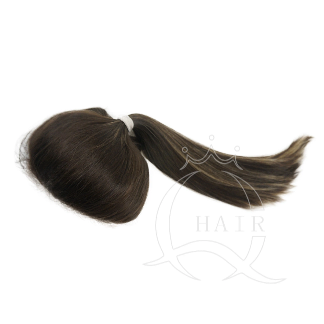 Top Quality 100% Human Hair Virgin Hair Made Lace Top Ponytail Wig Wonder Wig Band Fall Wig Half Wig Custom Wigs for Lady with Beauty or Medical Use