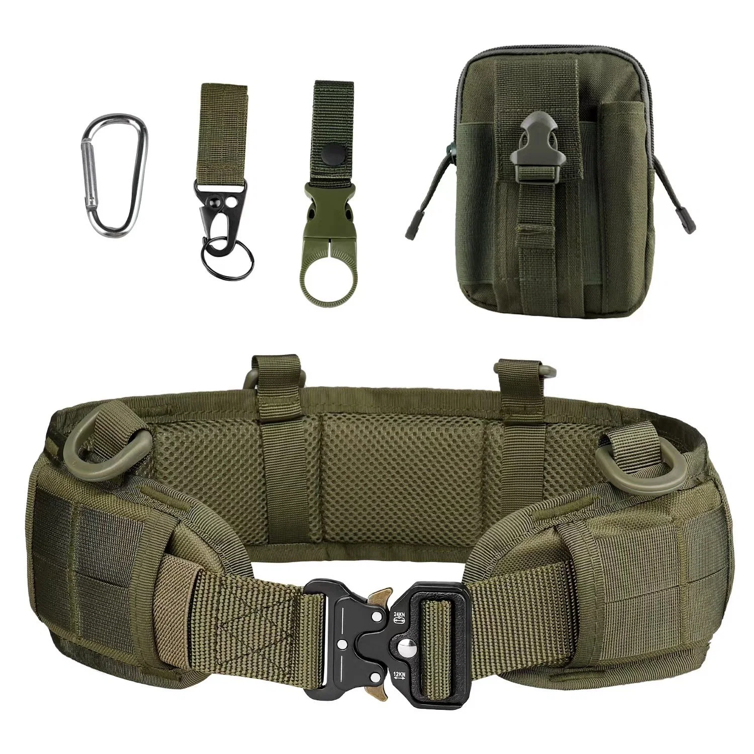 Yuemai Nuevo conjunto de correas tácticas paquete de accesorios con hebilla de alpinismo Bolso de cintura portátil Molle con sello para la cintura