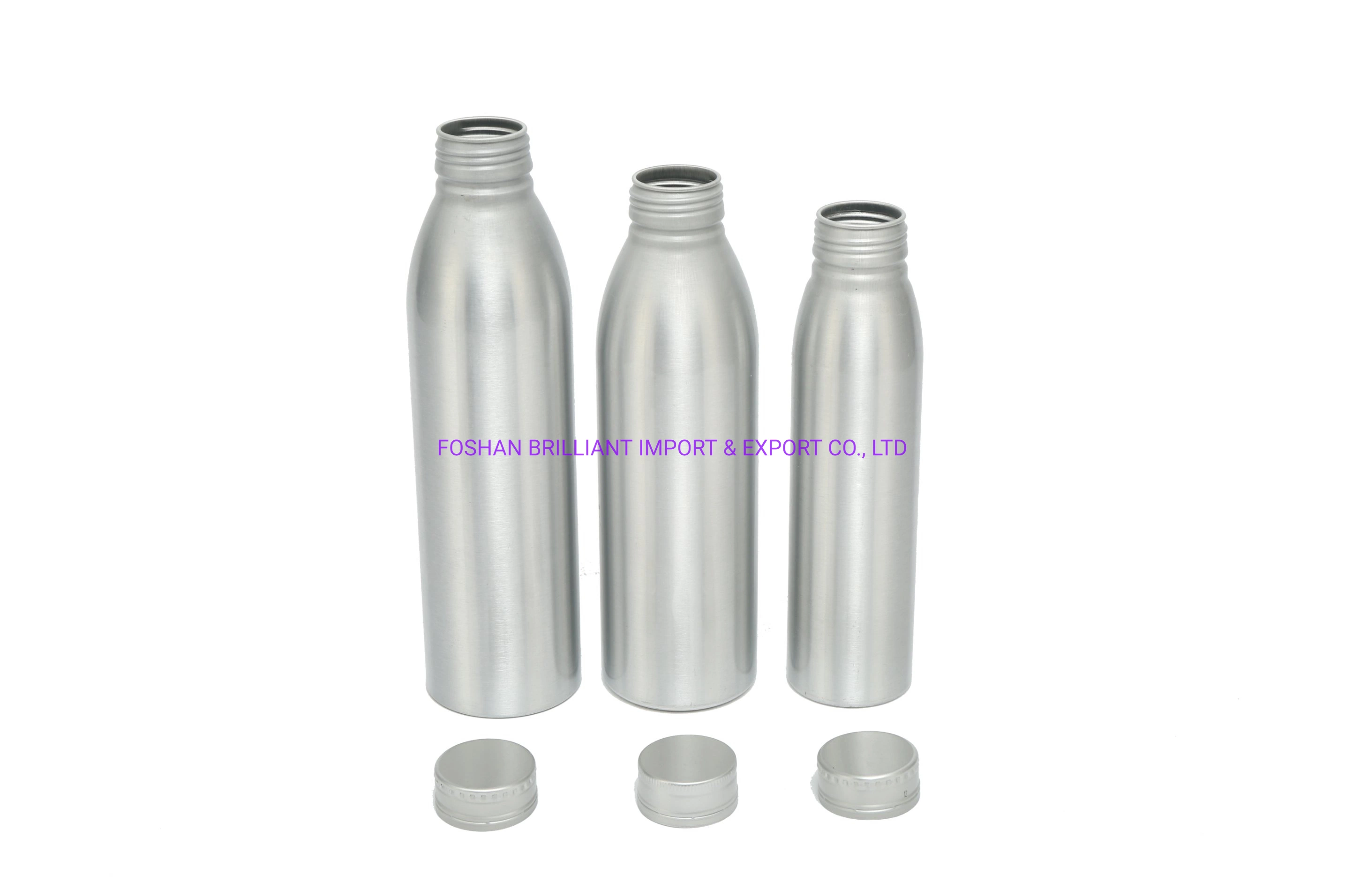 De Aluminio recubierto de grado alimenticio vaso de agua de los envases de metal blanco plateado la botella de aluminio con cierre ROPP 200ml 300 ml 400 ml 500ML 600ml 700 ml