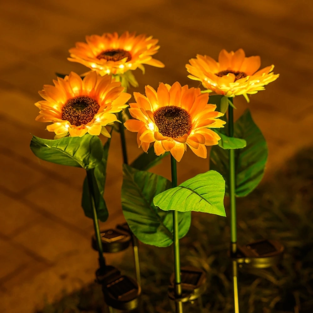 Solar Sunflowers Outside Garden Lawn Light IP65 Waterproof Solar Flowers Pathway Light for Patio Yard Wedding Holiday Decoration