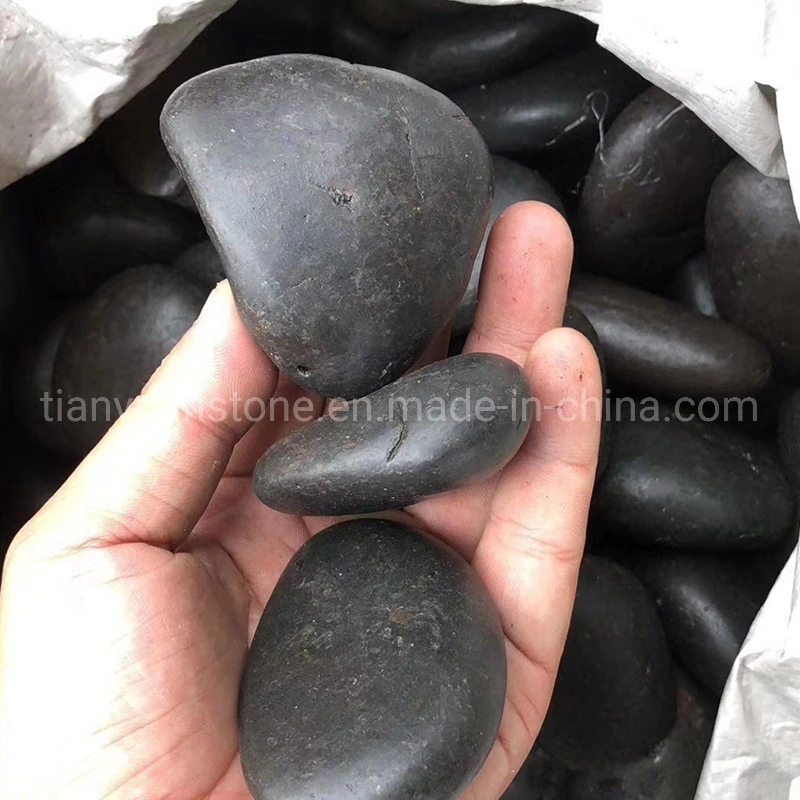 High Glossy Polished Black Pebble for Home Decoration, Garden Floor, Landscape