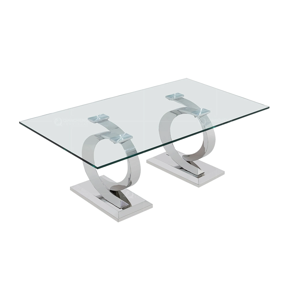 Muebles de Salón de Cristal Templado de Vidrio transparente de las piernas metálica superior mesa de café