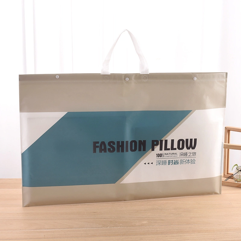 Customized Non Woven Laminated Pillow Inner Duvet Pillow Blanket Comforter Package Home Textiles Moving Carry Shopping Storage Buckle Dustproof Zipper Tote Bag