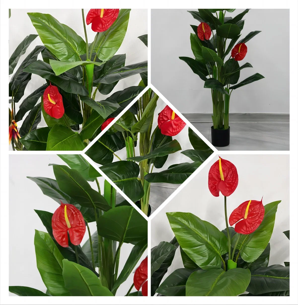 Quase Natureza Three-Pole Anthurium podem ser personalizados, Artificial e Árvore de flores de plantas decorativas