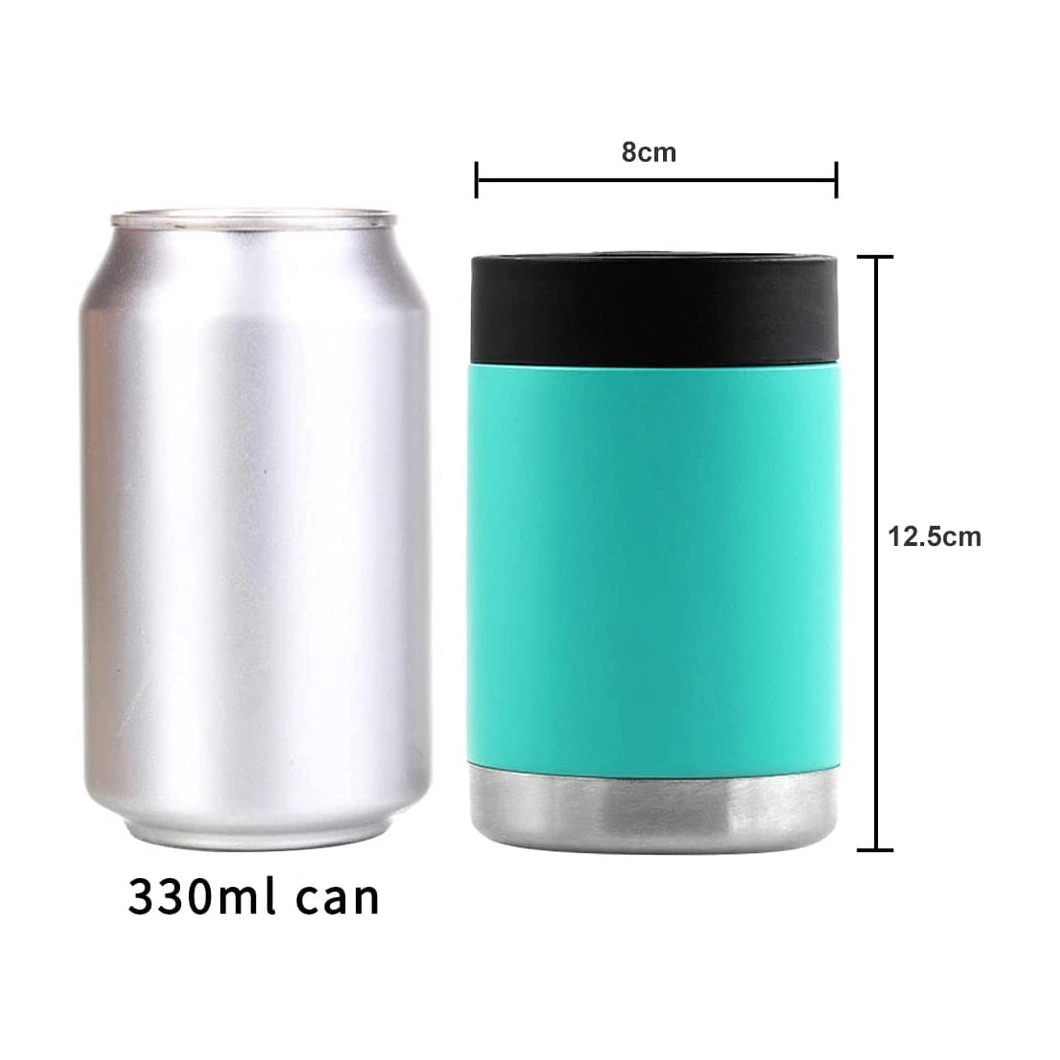 Double Vacuum Insulated Beveage Holder Chiller Insulator 12oz Cola Can Beer Stainless Steel Koozie Cooler with Ring