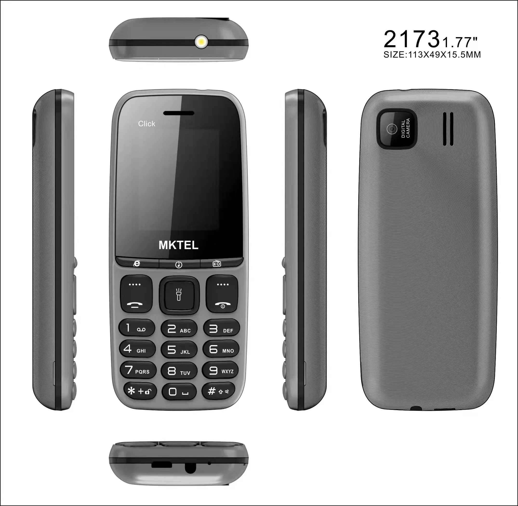 New Version GSM 3G Bar Phone 1.77 Inch Feature Mobile Phones for SPD7701 Chipset