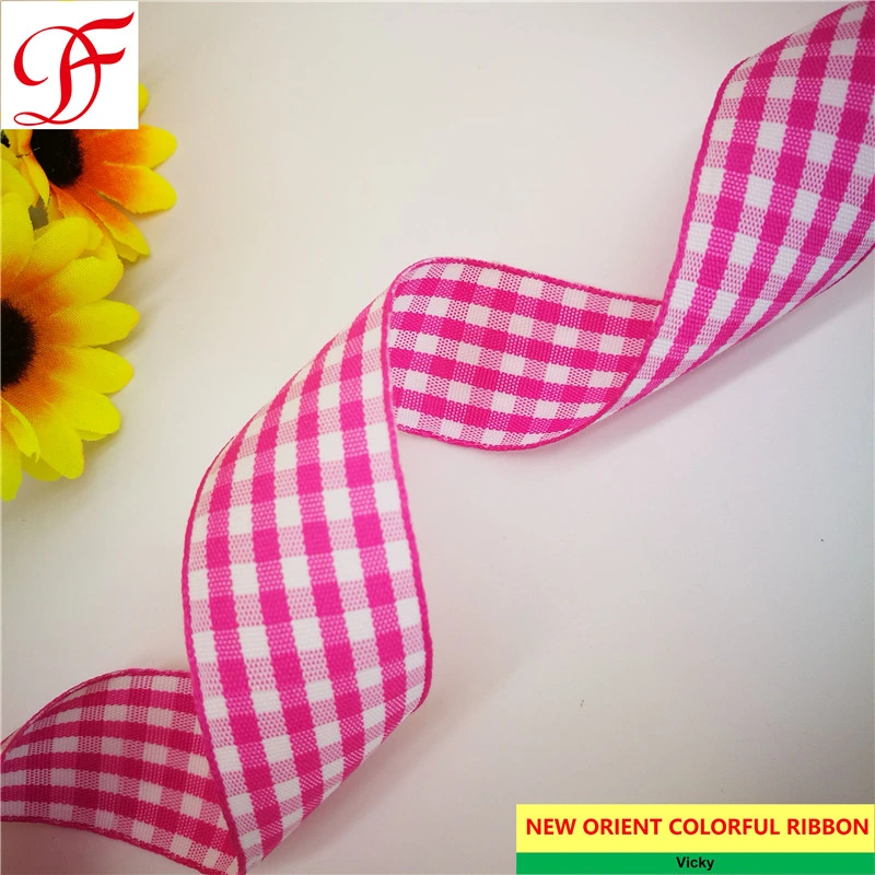 Wholesale/Supplier OEM Printed Check/Gingham Ribbon Double/Single Face Satin Sheer Organza Taffeta Hemp Metallic Ribbon From Factory for Bows/Gifts/Wrapping/Xmas Box