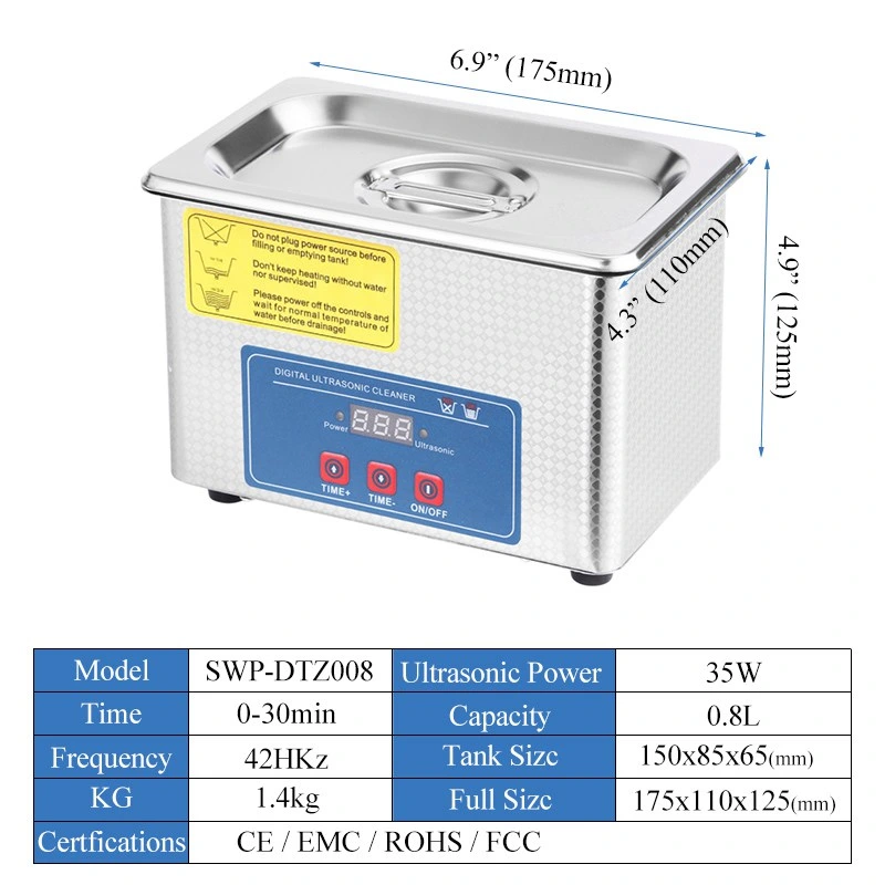 800ml High Precision Washing Machine Digital Control Ultrasonic Cleaner