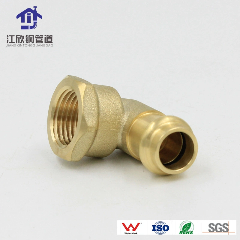 Brass Press Elbow Thread to Valve Plumbing Fitting Female Knee