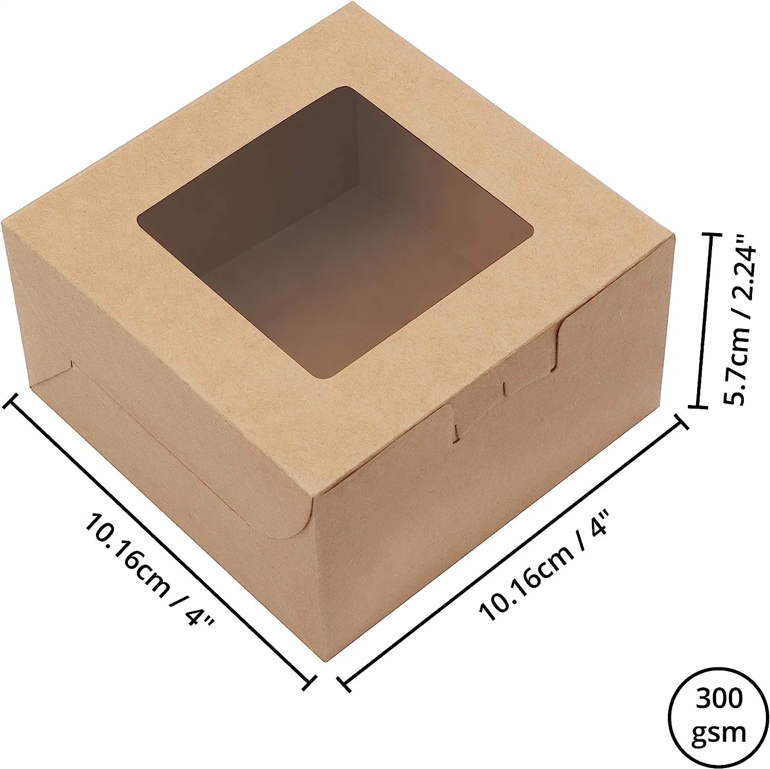 Brown Paper Kraft Single Bakery Pastry Boxes with Windows