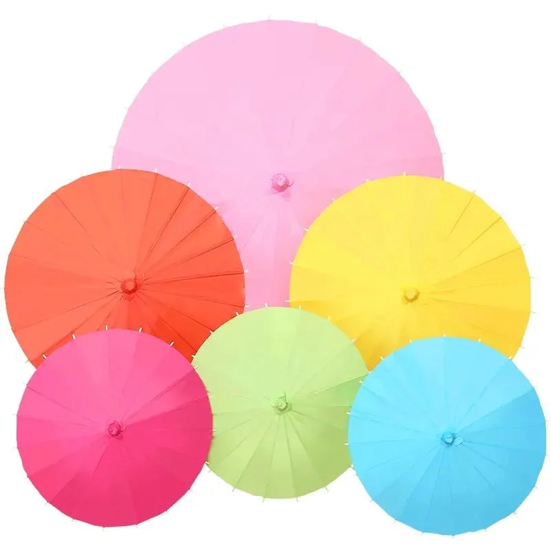 Diameter 84cm Chinese Craft Paper Umbrella/Parasol for Wedding Photograph Accessory Party Decor White Paper Long-Handle Parasol