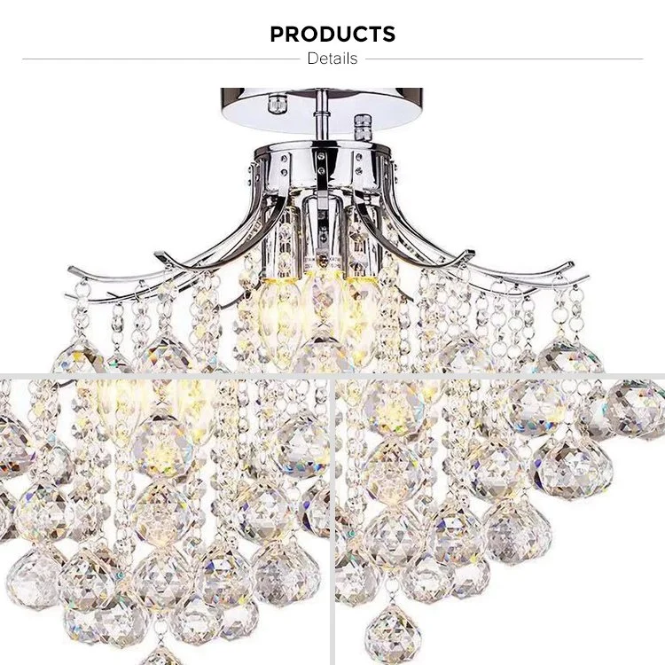 Crystal Pendant Chandelier Lamp Room Raindrop Ceiling Lighting