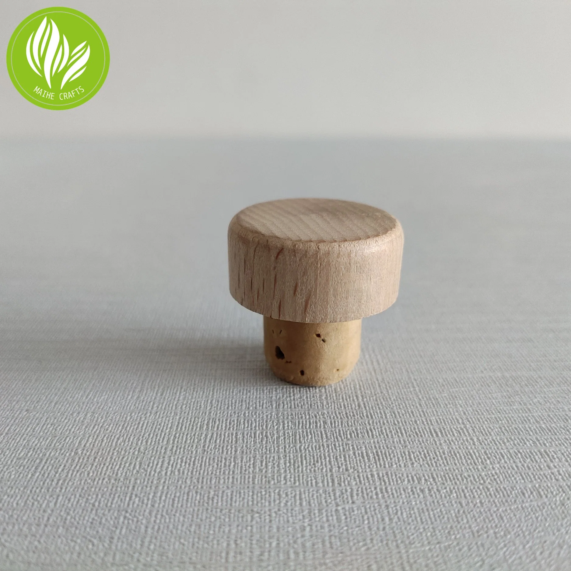 Customized Wood Cap with Natural Cork Glass Bottle Lid for Bottle