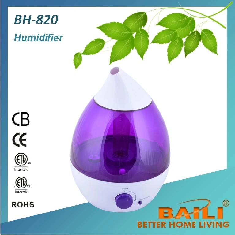 Gran volumen de forma de gota humidificador ultrasónico