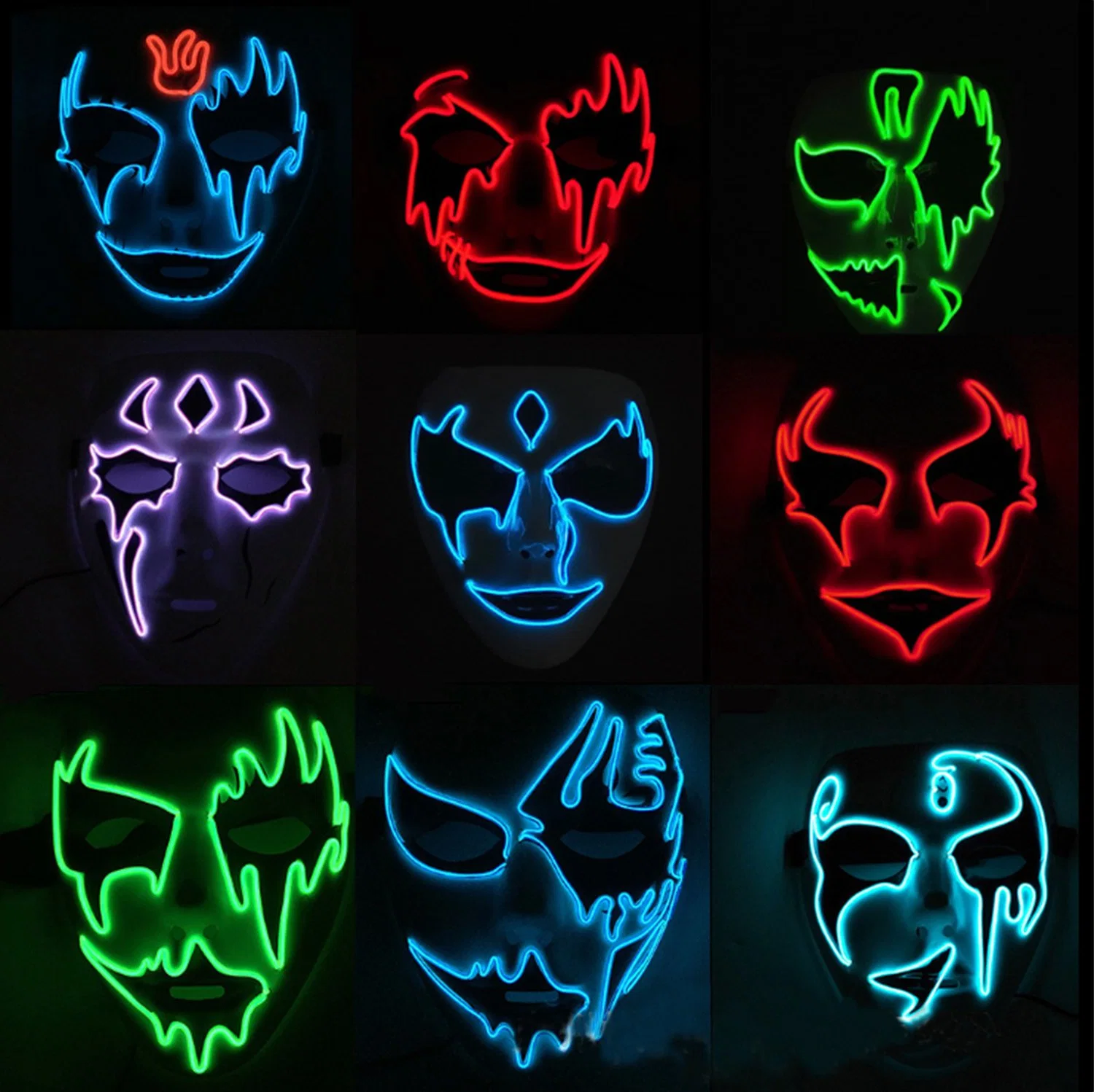 Party LED Ghost Face EL Light Up Maske